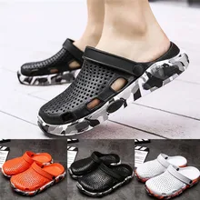 Мужская Летняя обувь с дырками сандалии дышащие повседневные уличные пляжные тапочки летние легкая мужская обувь водная болотная обувь 01