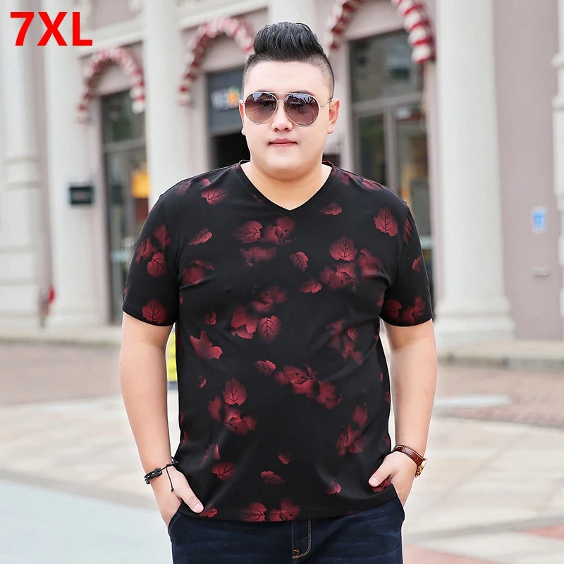 

Summer plus size Short-Sleeve T-Shirt Stretch Thin Size V-Neck Printed big size Short Sleeve T-Shirt
