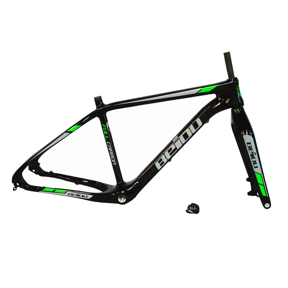 Clearance BEIOU Carbon Fat Bike Frame 19 Inch Internal Cable Routing BSA 120mm Snow bike Fat Tire 4.0"-4.8" with Rigid Carbon Fork 3K B023 0