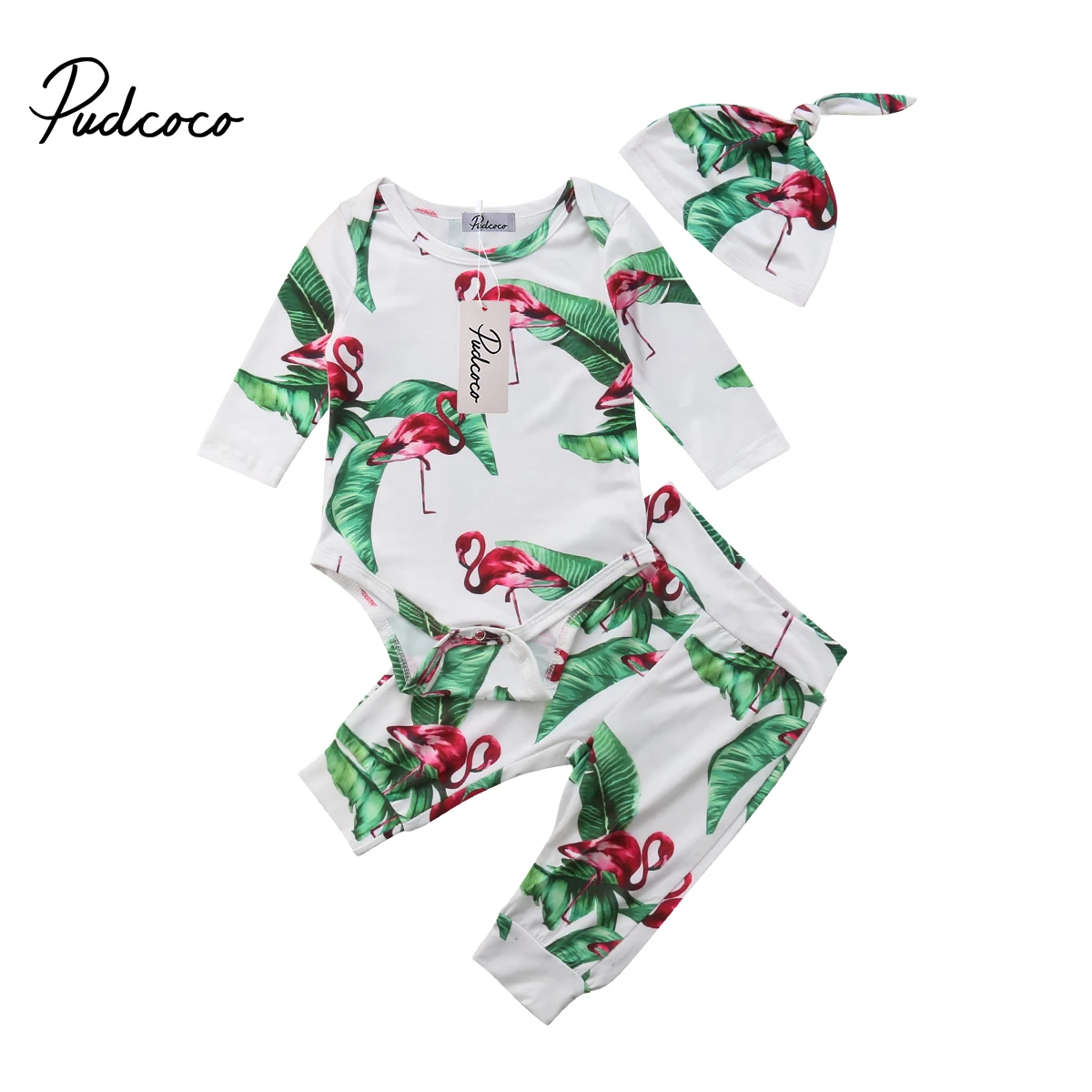 Newborn Infant Baby Girl Flamingos Clothes Long Sleeve Tops Romper