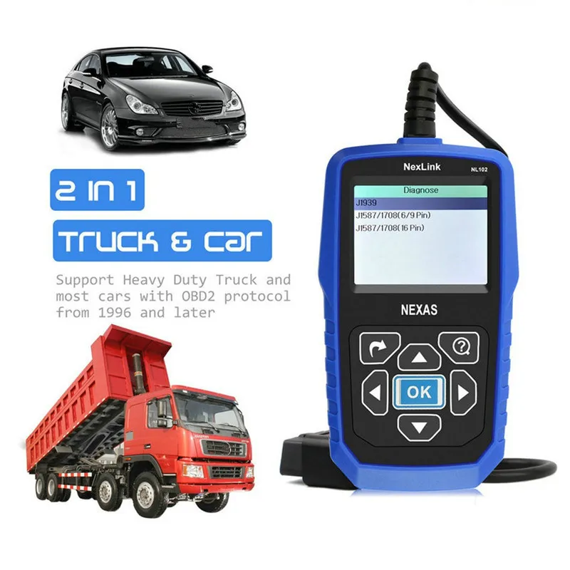 Nexas NL102 автомобильный диагностический Профессиональный OBD2 инструмент 12 24 В ABS
