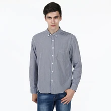 New Classic Slim Fit Grey Striped 100 Cotton High Quality Casual font b Shirt b font