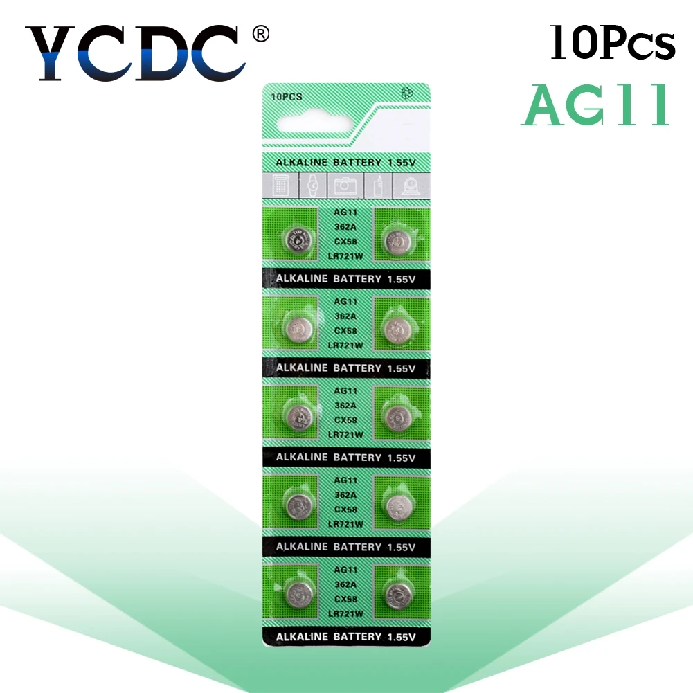 YCDC 10 шт. аккумулятор таблеточного типа AG6 AG12 AG8 AG9 AG10 AG11 1,5 V lr1130 акумуляторная батарея ворс ag6 pour montre - Цвет: AG11