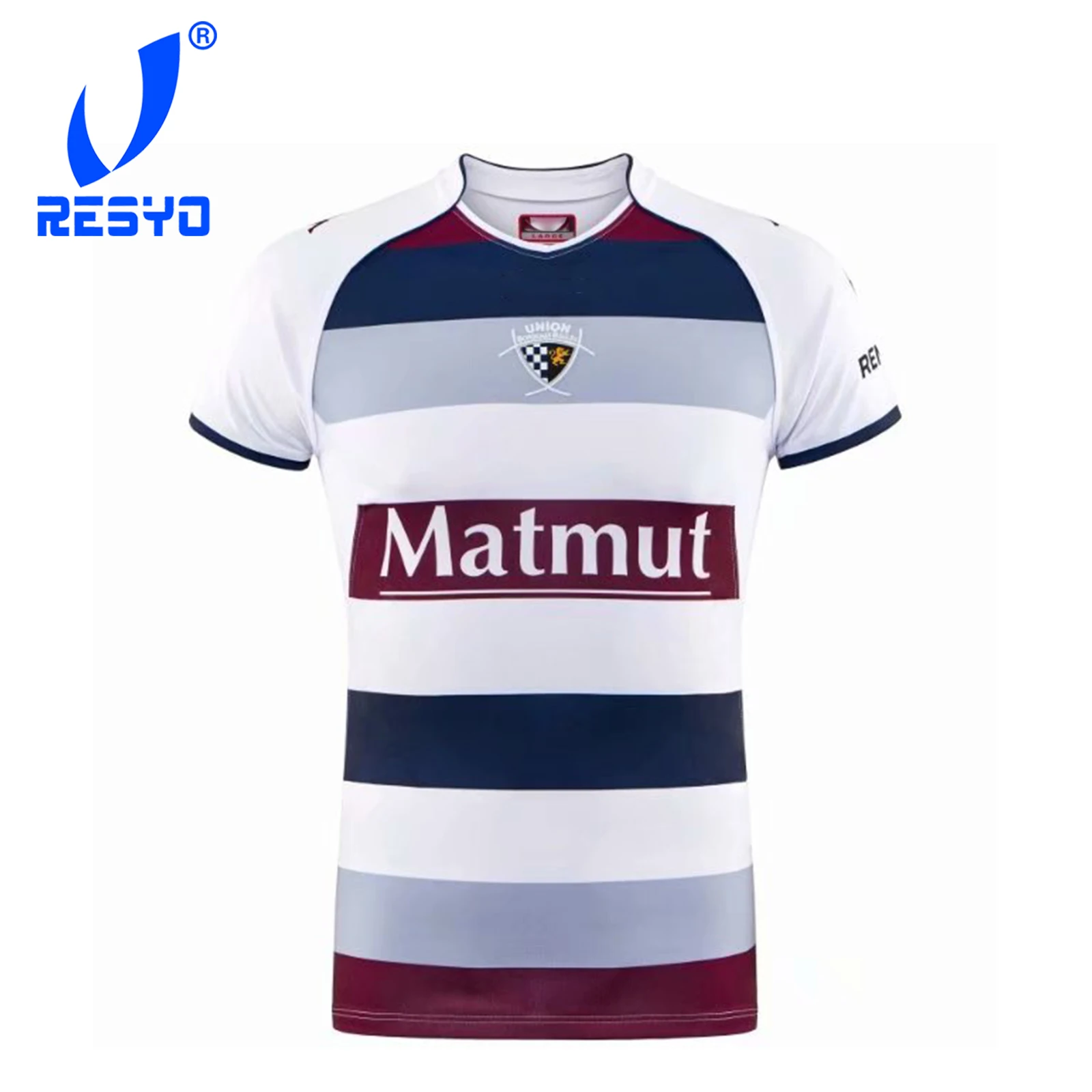 RESYO ل الاتحاد بوردو BEGLES 17/18 المنزل الأبيض/الأزرق/بوردو جيرسي الرجبي الرياضة التدريب قميص حجم: S-XXXL