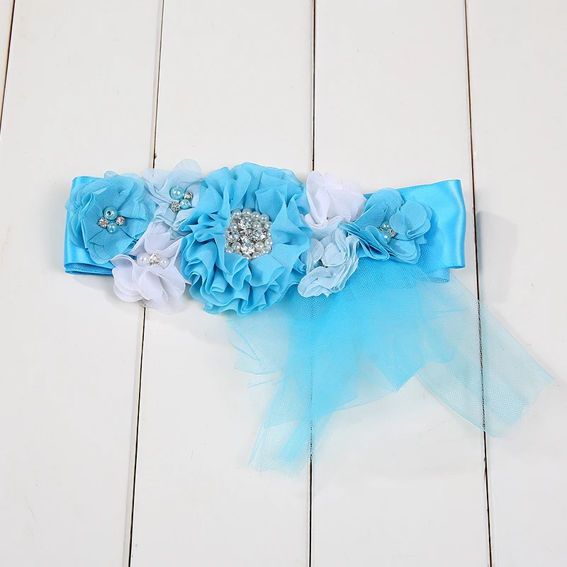 Purple, Pink, Sky Blue Kids Belts Girls Satin Rhinestone Women Children Flower Belt for Party Wedding Dresses Flower Girl Sash