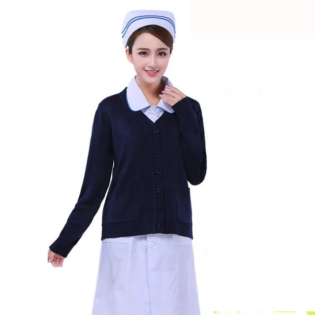 Medical Nurse Cardigan Sweater Coat Hospital Uniforms Warm Sweater Slim