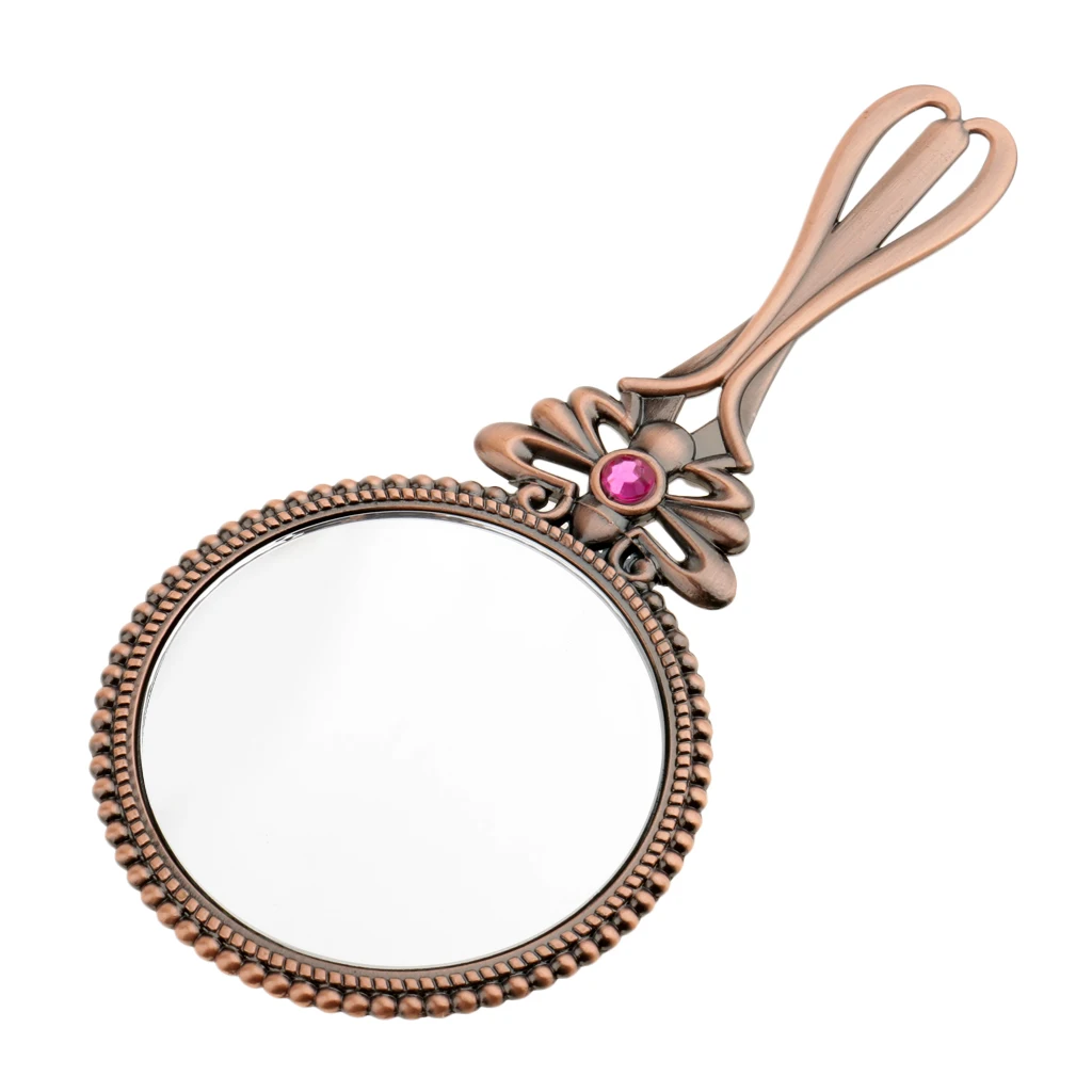 Vintage Handheld Cosmetic Ladies Mirror for Makeup Beauty Retro Magic Makeup Hand Mirror for Travel Makeup Tool
