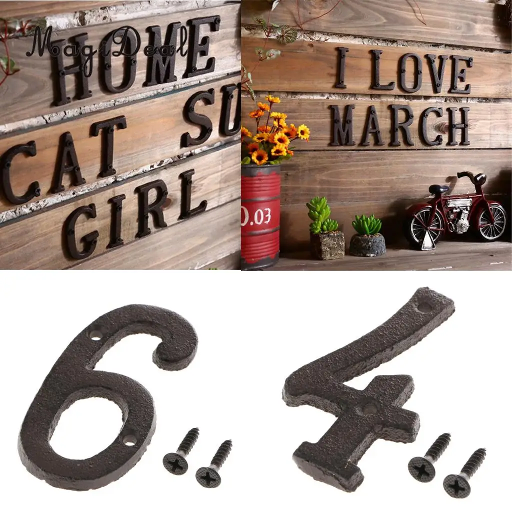 2pcs Rustic House Office Door Plaque Address Arabic Number Digit Plate Sign Plaque 4 6