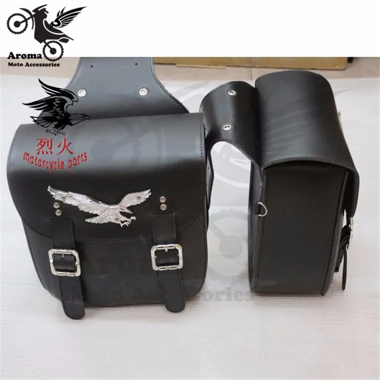 2 шт. черная кожаная боковая сумка для инструментов moto rbike багажная сумка для Harley mochila Sportster unviersal moto сумка rcycle седло сумки
