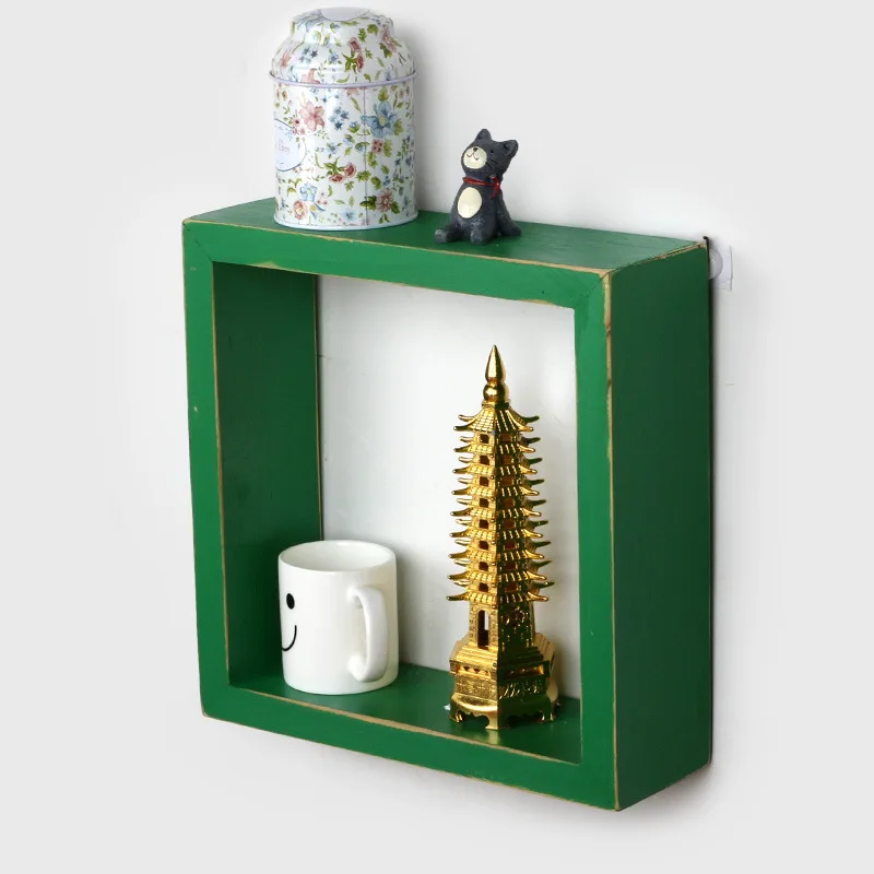 2016 European Decorative Storage Shelf Wooden Frame Box Hanging Wall Craft Adornment Setting Wall Decorations(