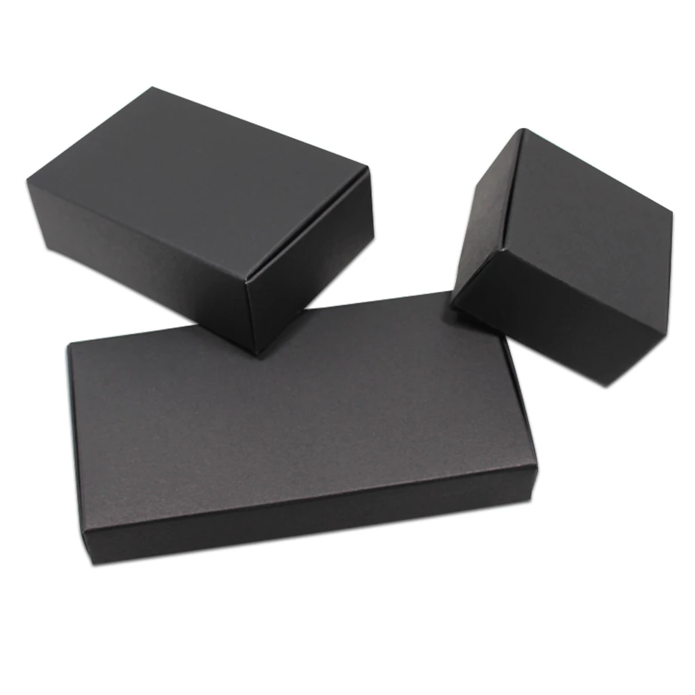 

100 Pieces Black Kraft Paper Gift Box for Wedding Jewellery Wedding Package Small Craft Paperboard Jewelry Boxes Packaging