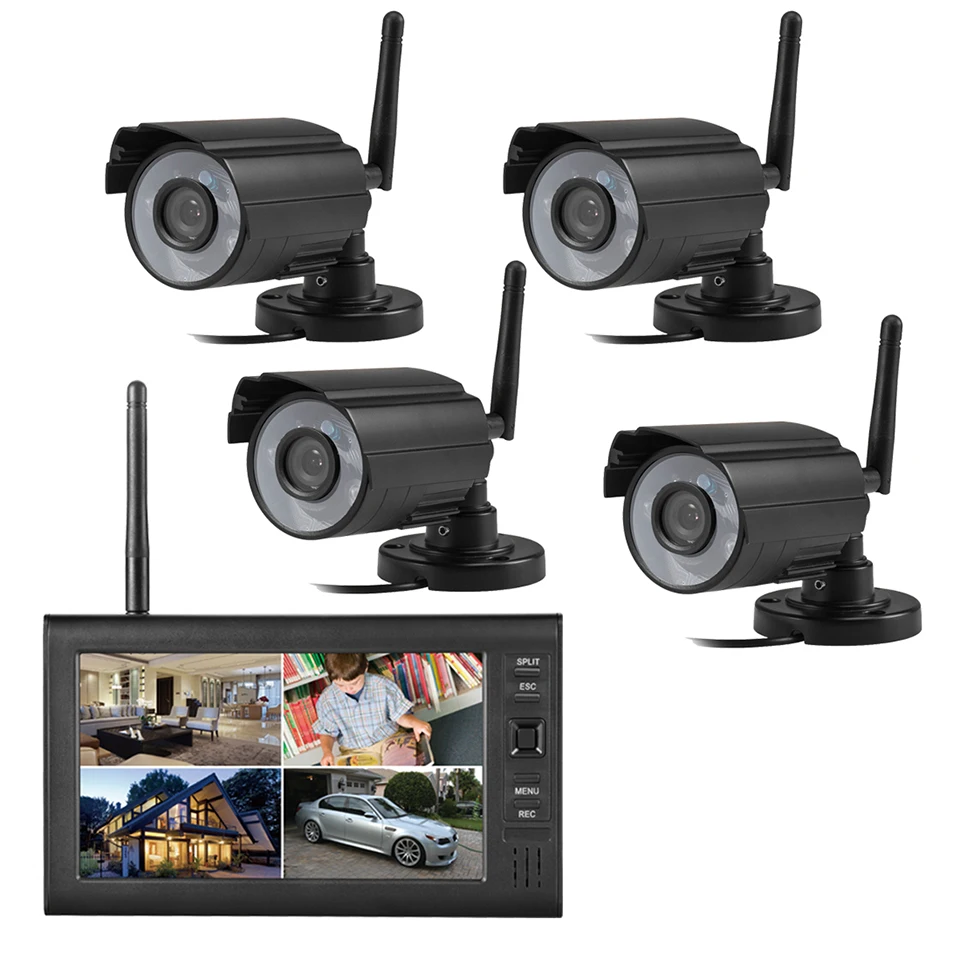 

Video surveillance home video infrared wireless monitoring set camera 4 channel DVR7 inch display monitoring
