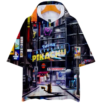 

Elf Treasure Dream: Detective Picacho short-sleeved hoodie Sweatshirt summer hip hop fashion trend short sleeve sweatshirt