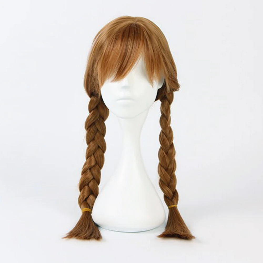 Yiyaobess 28 дюймов синтетический длинный коричневый блондин Анна Эльза Косплей парик с хвостиками хлыст термостойкие волосы парики
