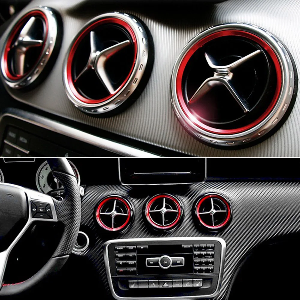 L&U 5 PC/Set Autoklimaanlage Air Vent Outlet Ring Abdeckung Trim-Dekoration-Aufkleber für Mercedes-Benz A/B/GLA/CLA 180 GLA200 GLA220 GLA260,Rot,Insidering