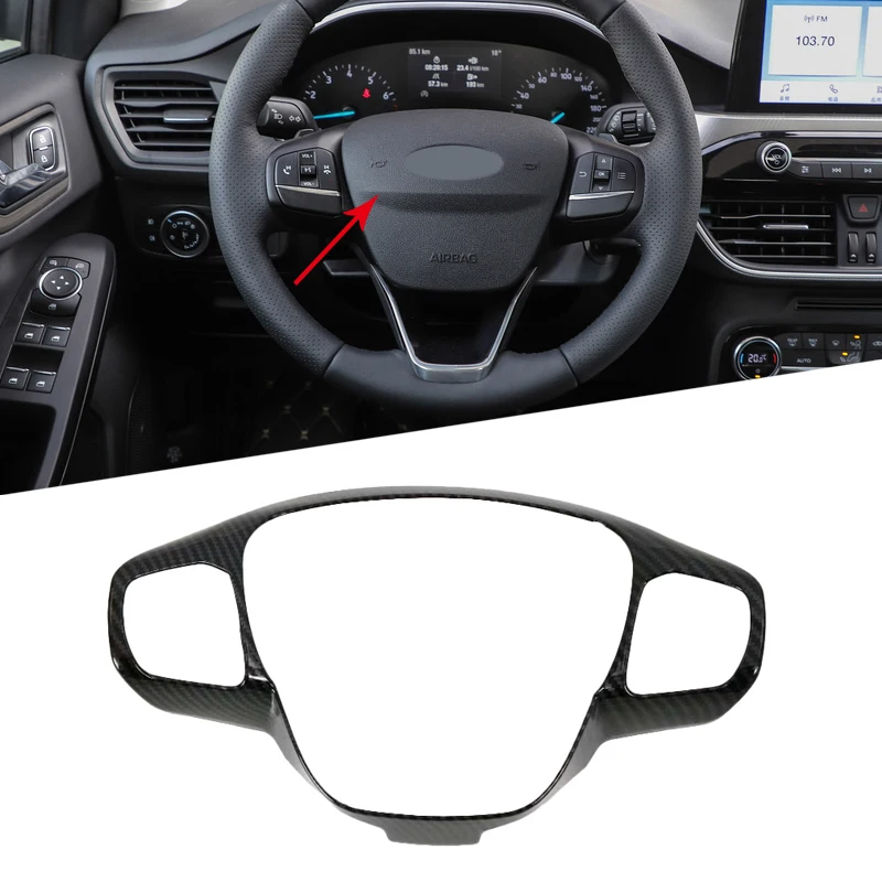 

For Ford Focus Sedan/Hatchback 2019 1PC ABS Car Interior Steering Wheel Cover Trims Stickers Accessories Car Styling Moldings