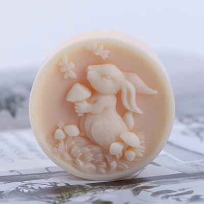

rabbit butterfly Silicone Mould Soap Silicone Mould Mushroom Bunny DIY Handmade Soap making mold Round silicone molds
