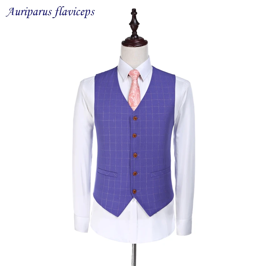 

Damier Check Groom Vest and Pant Groomsman Suit Wedding Suit Tweed Waistcoat and Pant Custom Made 2019 Man Suits (pants+vest)