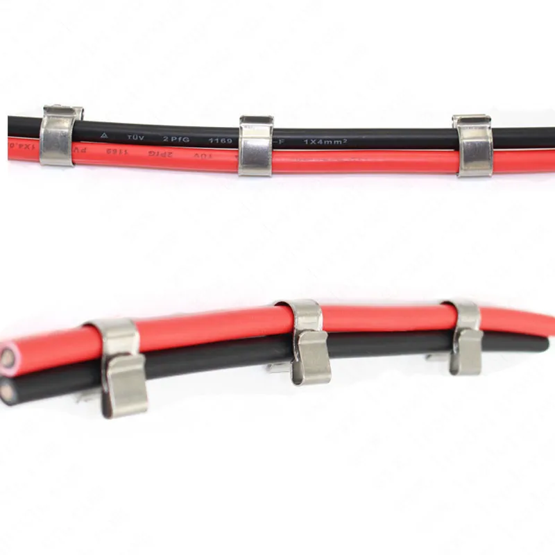 Grampos de Cabo de Energia Braçadeira com Fio de Aço Inoxidável para Cabo de Energia Lote Solar Fotovoltaica Xj0210 500 Pçs - 8 High Quality solar cable clips