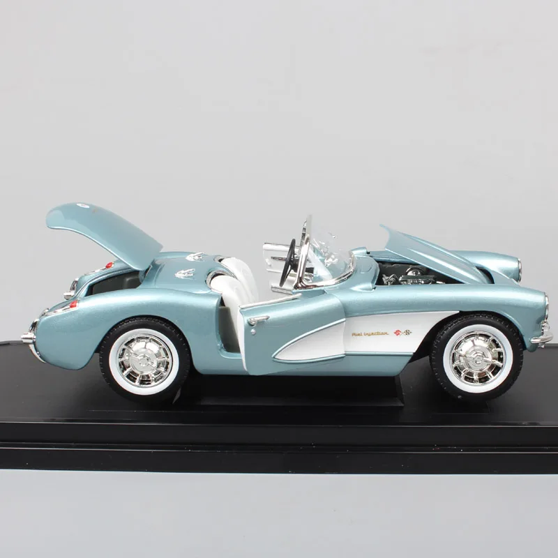 1/18 большой дорожный фирменный классический автомобиль Chevrolet Corvette 1957 Chevy vette металлические Литые и игрушечные машинки Миниатюрные модели автомобилей