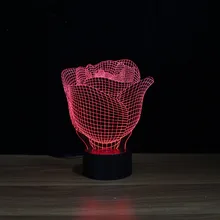 Роза форма 3d Оптическая иллюзия Светодиодная лампа/настольная лампа/свет как уникальные подарки специально для возлюбленной как символ вечного