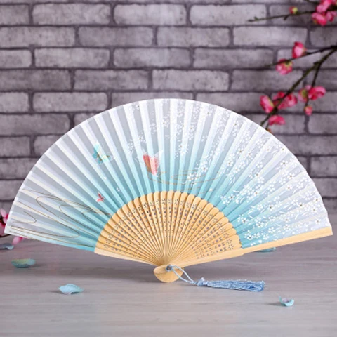 Классический шелковый ручной вентилятор женский складной винтажный вентилятор портативный классический китайский стиль дамы танцевальный веер Abanicos Para Boda Abanico - Цвет: A4