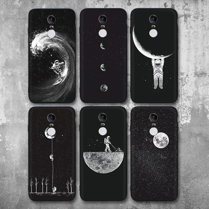 

IIOZO Phone Cases for Xiaomi Redmi Note 4X 32/64GB Note 4 Soft TPU Silicone Moon Space Astronaut For Redmi Note 4 Global Version