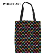 WHEREISART Doxie Dachshund дизайн Холщовая Сумка для женщин большие складные сумки для покупок женская модная сумка через плечо с ручкой многоразовые