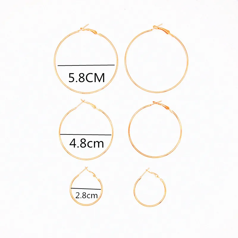 

3 Pairs set Hoop Earrings Large Medium Small Round Circle Hoop Earrings Golden Color Simple Geometric Earrings E0472