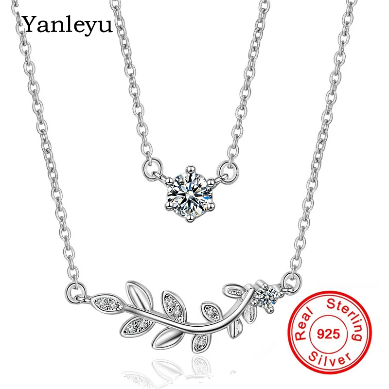 Женское Двухслойное ожерелье Yanleyu из 100% стерлингового серебра 925 пробы с