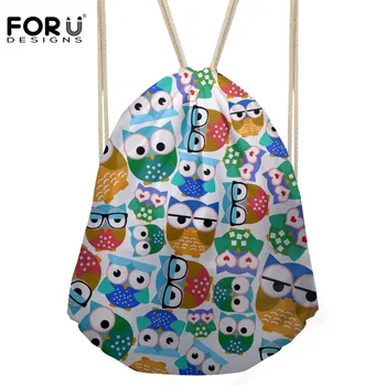 

FORUDESIGNS Girls Backpacks 3D Owl Printed Animal Cute Women's Canvas Backpacks Drawstring Bag for Teenager Travel Backpacks