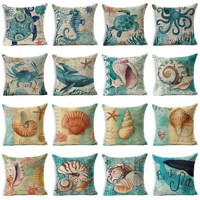 Us Seller 10pcs Decorative Throw Pillow Covers Cushion Covers Ocean Nautical Home Décor Pillows Home Décor