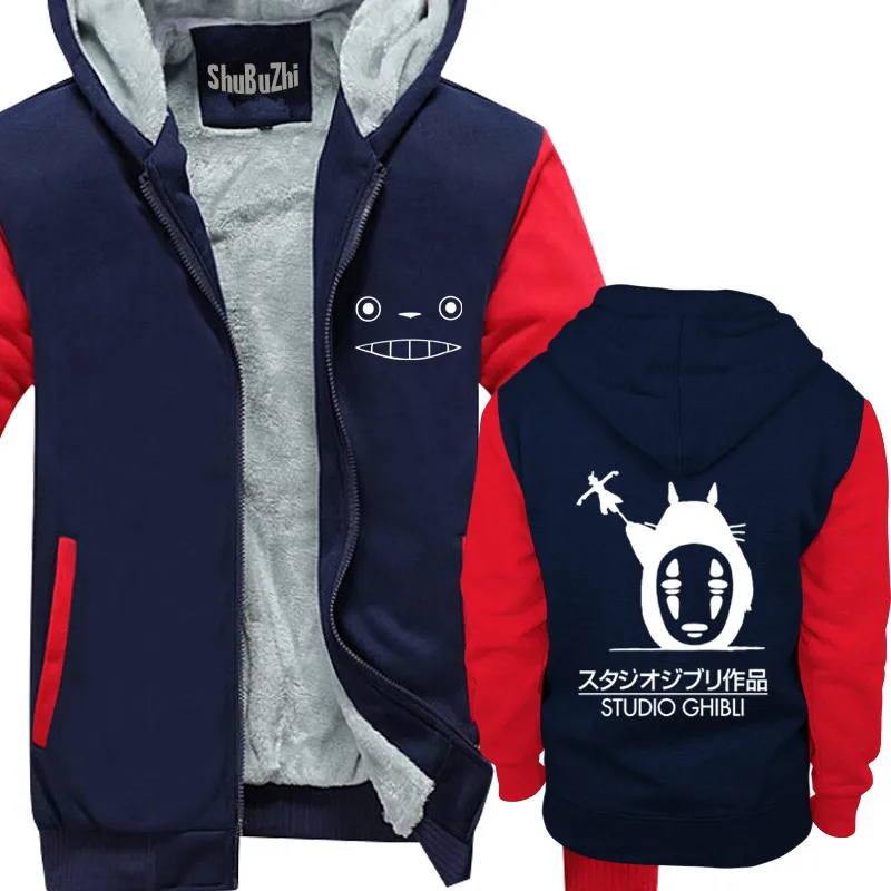 

Winter Thick Hoodies For Men Studio Ghibli man Zipper Coat Hoodies & Sweatshirts fleece Jacket drop shipping