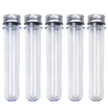25 pièces 30 ml Excellente Transparente En Plastique Tubes à Essai Avec Bouchon En Aluminium Bouteilles Fournitures Scolaires Équipements De Laboratoire 25x110mm
