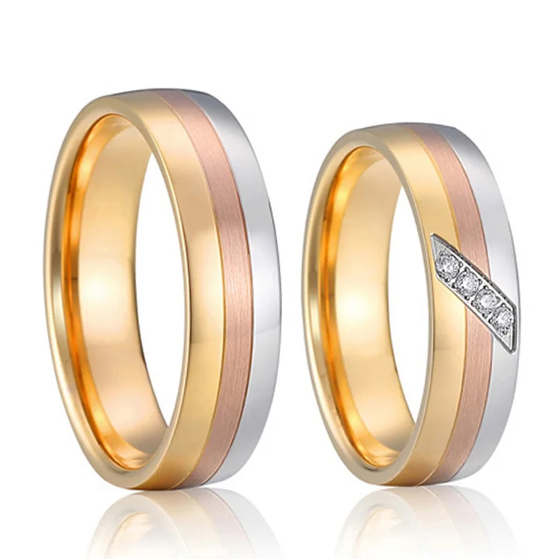 Lover's Alliances wedding band Anniversary ring men rose silver gold color Jewelry promise engagment couple rings for women (1)