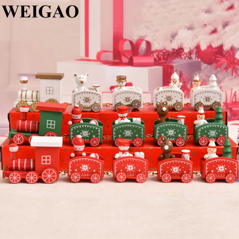 WEIGAO Рождественский окрашенный деревянный поезд с Санта/медведь рождественские украшения для дома рождественские детские игрушки подарок орнамент navidad год