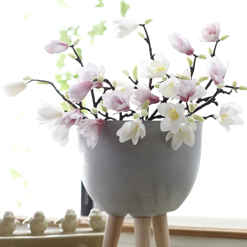 3D Silk Magnolia Branch Artificial Flowers High Quality Fake Flower for wedding decorate home decoration Party accessory