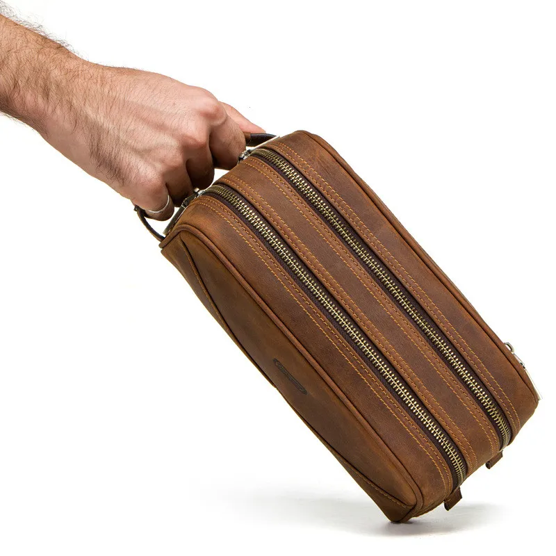 

Fashion Men's Genuine Leather Clutch High Quality Cow Leather Men's Clutch Business Leather Clutch Multifunctional Wash Bag