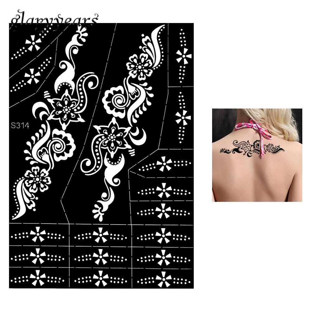 1 Piece Large Indian Henna Tattoo Stencil Airbrush Painting for Beauty Women Back Art Henna