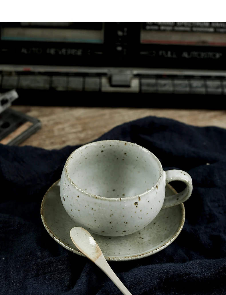 200/320 мл креативная ручная работа Ретро Керамическая кофейная чашка с блюдцем краткое японский стиль керамическая грубая керамика послеобеденные чашки