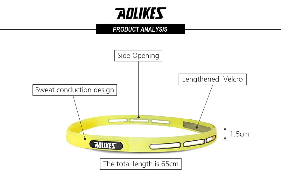 AOLIKES Регулируемый силиконовый спортивный ободок повязка для волос повязка для бега велоспорта йоги для бега трусцой для баскетбола фитнес-зала