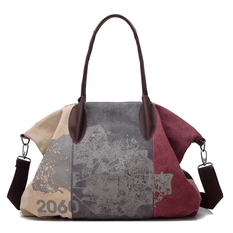 

INS 2018 Ladies Reusable Shoulder Retro Commuter Handbags Slanting Street Coloring Foldable Tote Large Capacity Canvas Bag