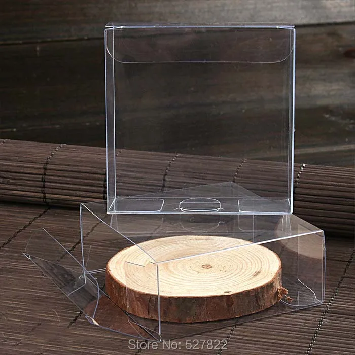 100pcs 7x7x3cm Clear PVC Packaging boxes transparent plastic gift display package square Box Free Shipping