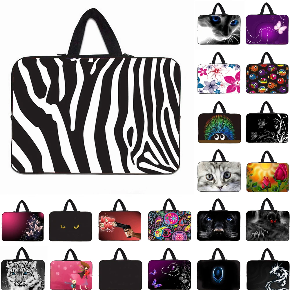 Unique Print Women Mens Neoprene Handle 10 inch 12" 13" 13.3 14 15.4 15.6 17 17.3" Laptop Carry Bag Shockproof Pouch Bag Cases