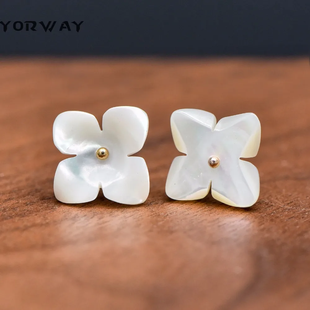 

10pcs White MOP Shell Flowers 12mm, Mother of Pearl 3D Flowers , Center Drill for Earrings - (V1187)