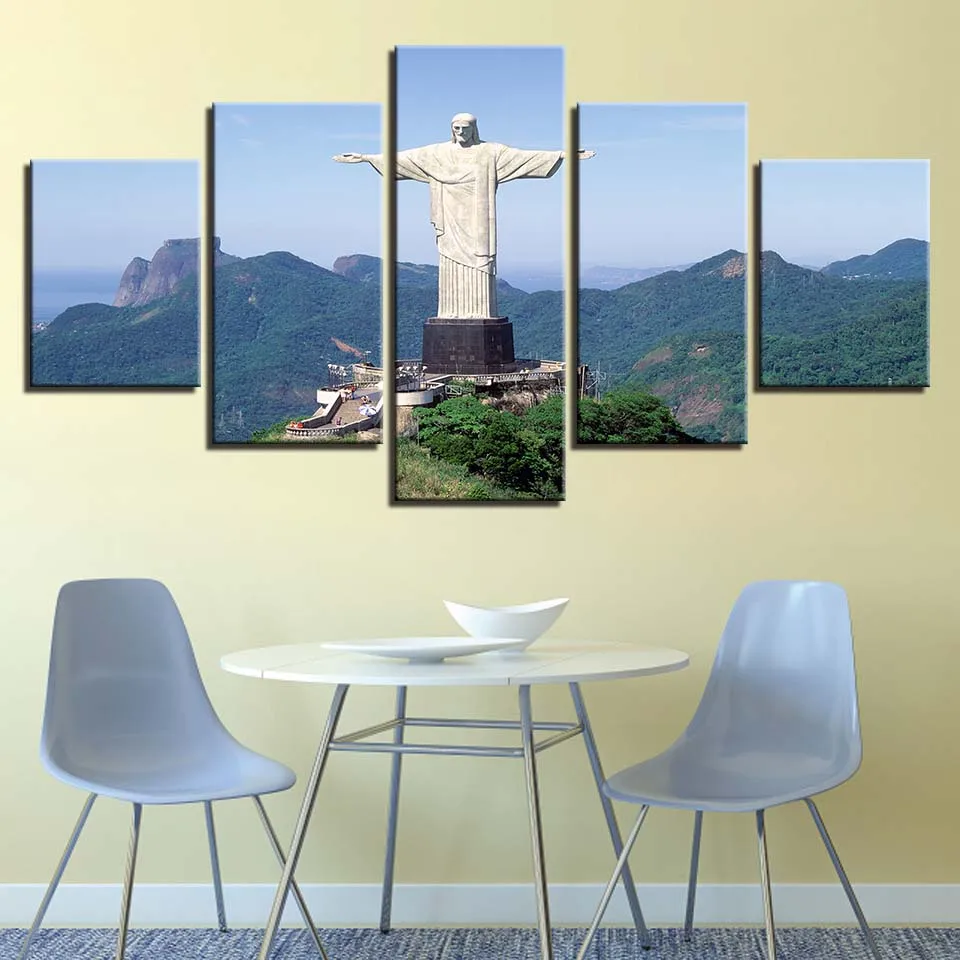 Living Room Home Decor Modular Picture 5 Panel Rio De Janeiro Landscape Modern Wall Art Posters Framework HD Printed Painting | Дом и сад