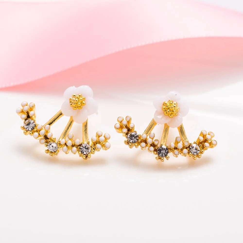 Модные ювелирные изделия из кристаллов, милые серьги-гвоздики с цветком вишни для женщин, маленькие серьги с ромашками из искусственного жемчуга, Brincos