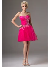 Echt Bilder Kurze Abschlussball-kleider 2016 Fuchsia A-line Ballkleid Tulle Mädchen Weihnachten Cocktailkleider CD9615