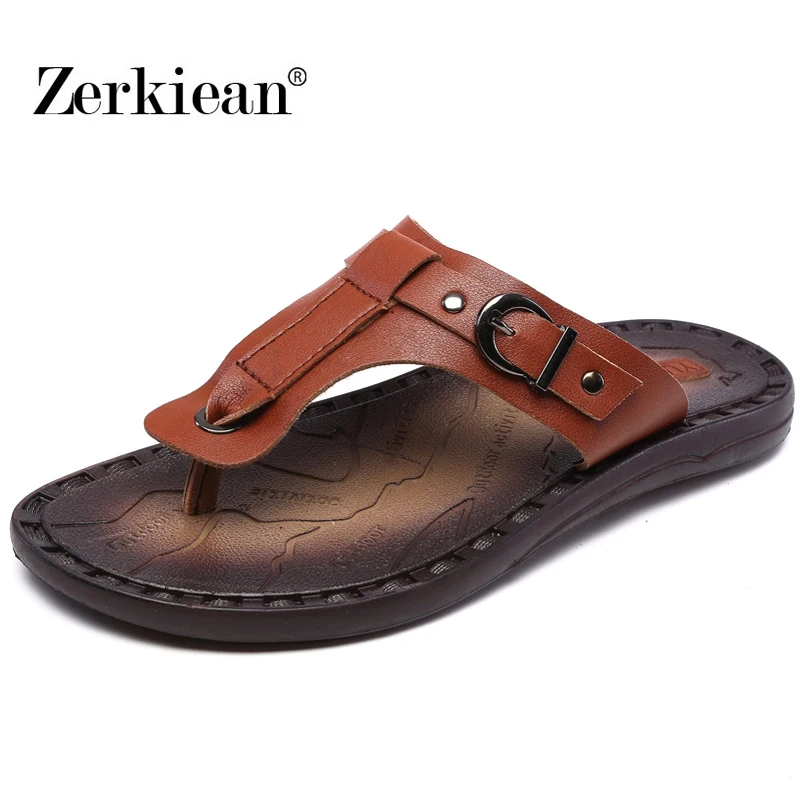 Dichte Leren Heren Slippers Hot Sale, 68% OFF | www.museodeltaantico.com