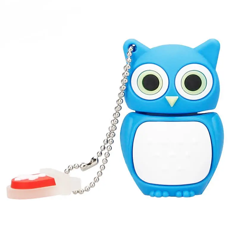 USB флеш-накопитель 64 ГБ, милое животное мультяшная сова, usb 2,0, 4 ГБ, 8 ГБ, 16 ГБ, 32 ГБ, 128 ГБ, флеш-накопитель, usb память, креативная флешка, подарок на праздник - Цвет: blue